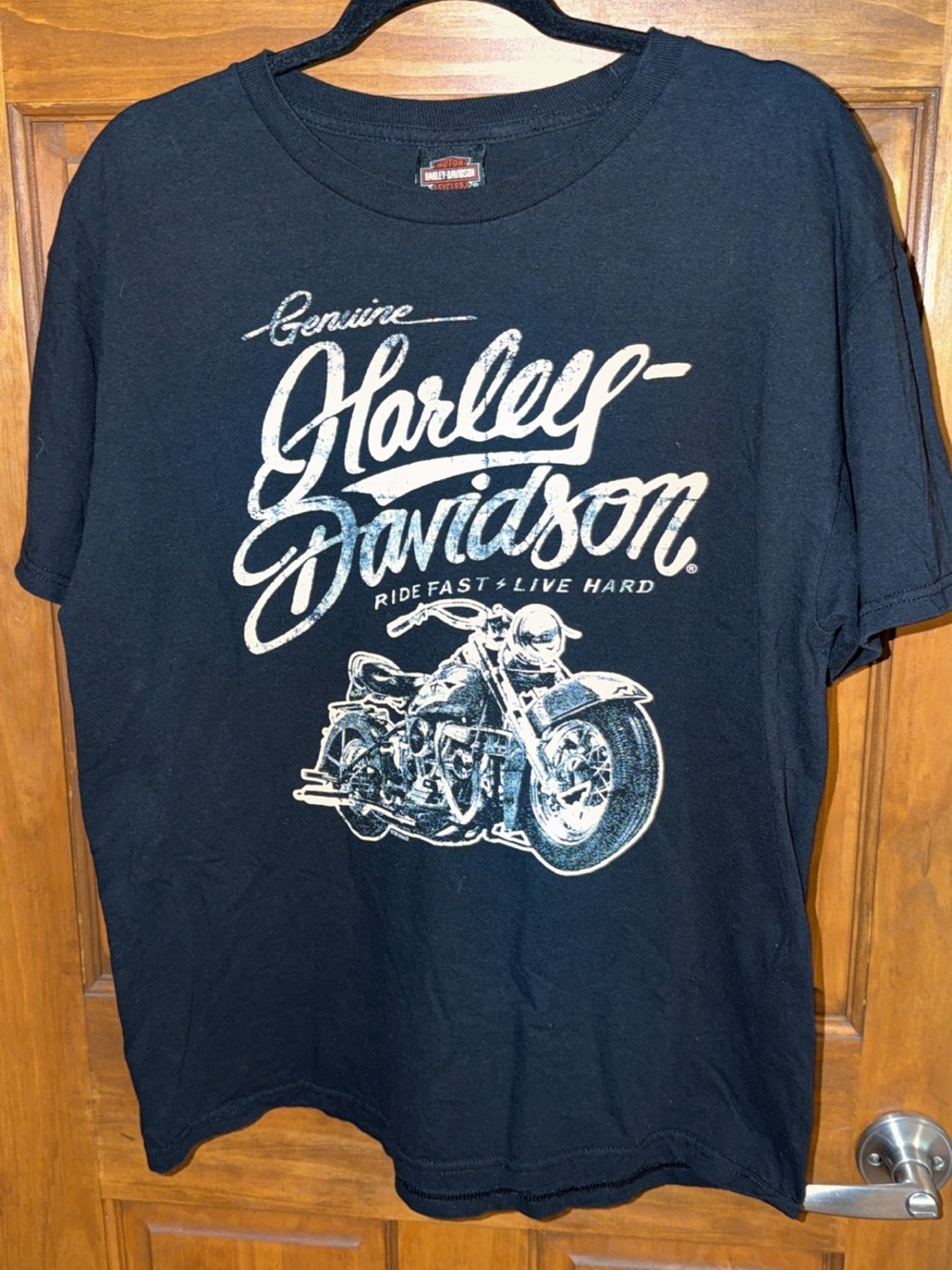 Harley-Davidson Black Short-Sleeve Tee with White Motorcycle Graphic
